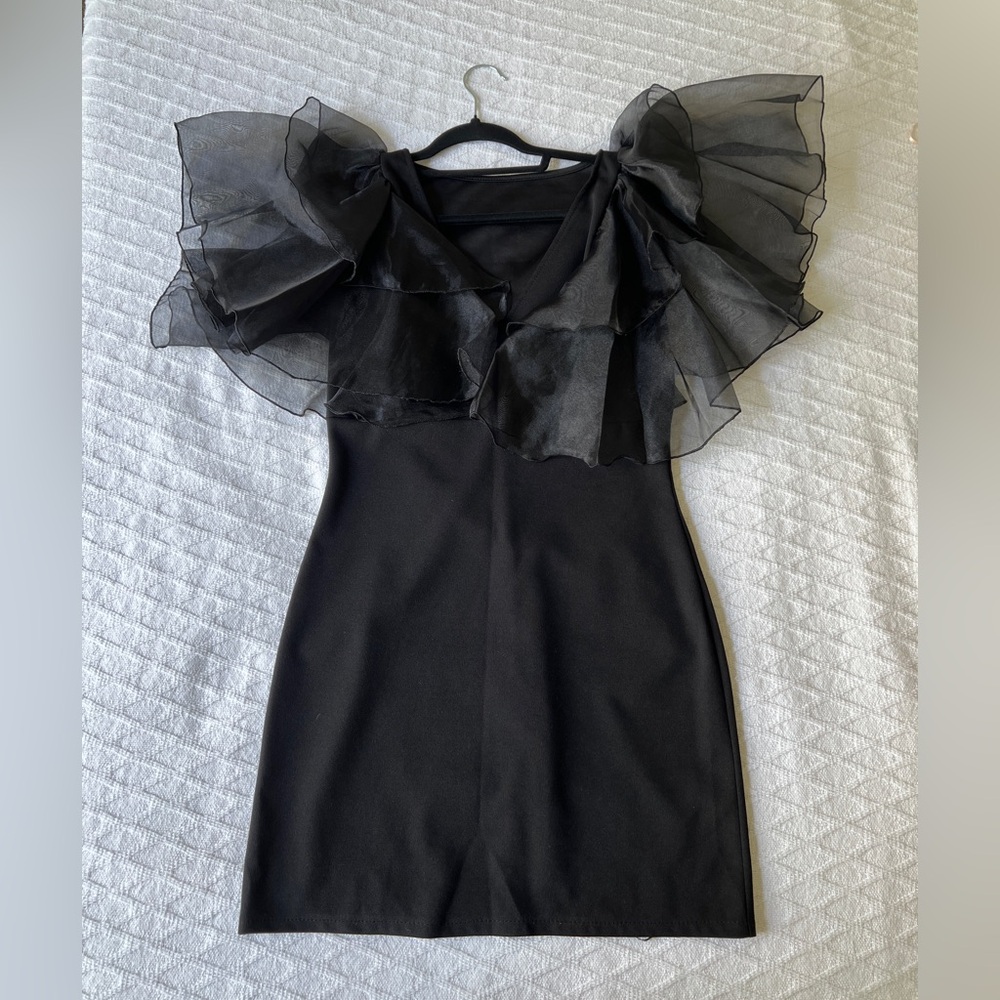 Elegant Black Ruffled Dress